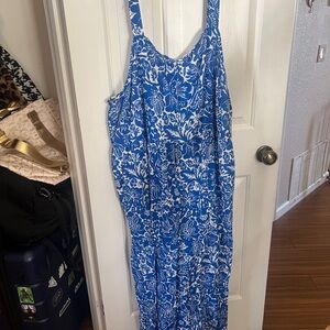 Sonoma Blue and White Floral Maxi Dress